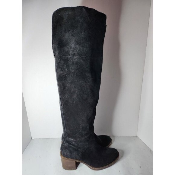 Lucky Brand Womens Ramsden Over The Knee Boots Sz 8.5M Black Leather Heeled Tall - Picture 6 of 13